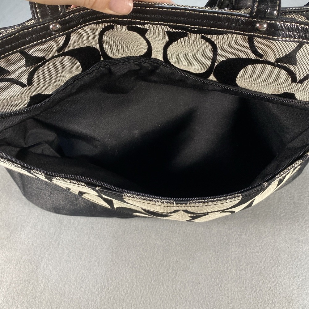 Coach F13803 Black Gray Signature Stripe XL Diaper Travel Tote Shoulder Bag Flaw - Picture 3 of 12